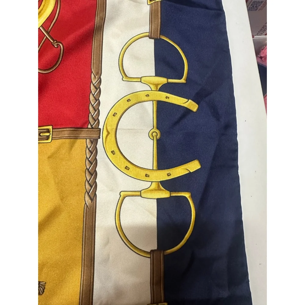 Women's Celine One Size Red Gold Equestrian Silk Scarf